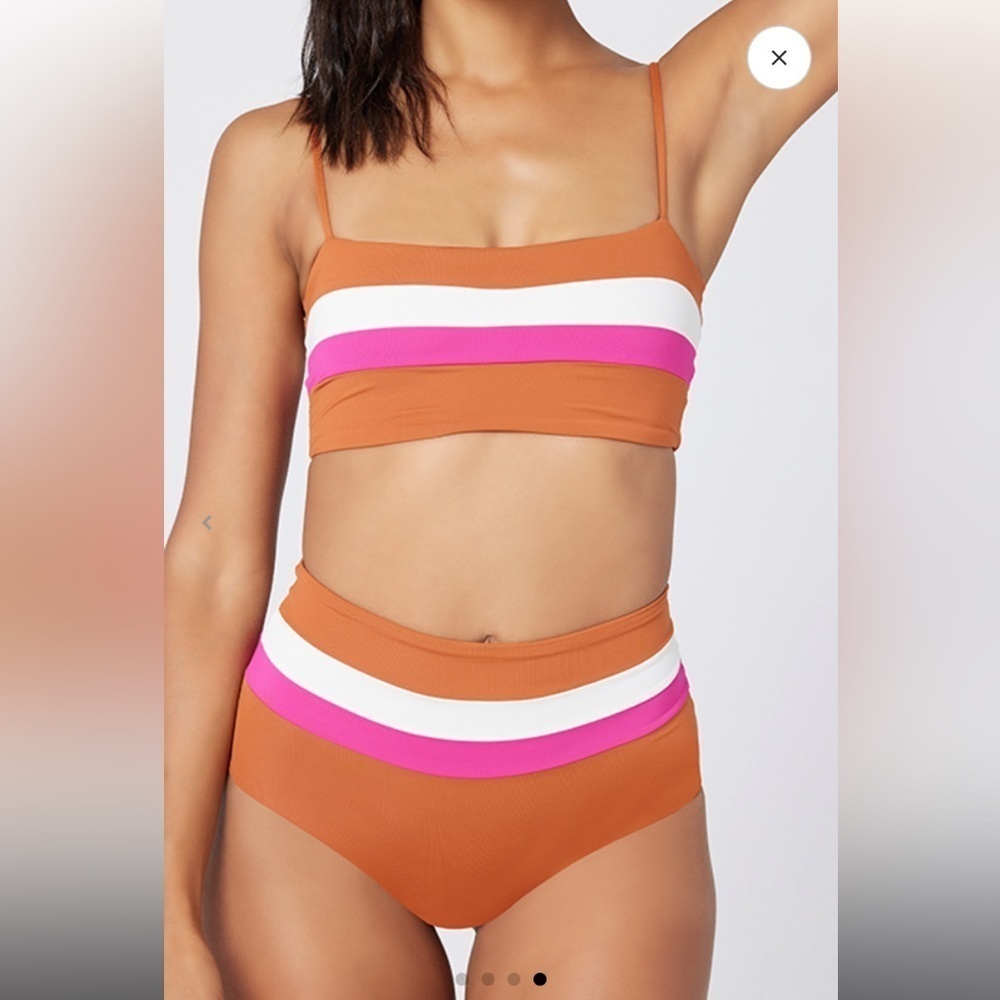 NWT L*SPACE 
Rebel stripe top And bottom set amber / bougainvillea /cream small